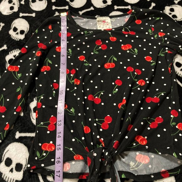 JENNA & JESSIE Little girl's cherry polka dot long-sleeve top SMALL MEDIUM shirt - Picture 6 of 11